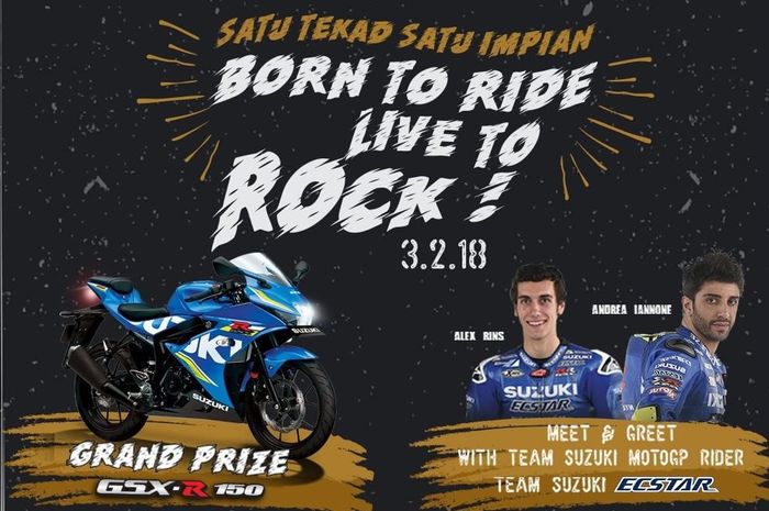 Promo kedatangan pembalap MotoGP dari tim Suzuk Ecstar, Alex Rins dan Andrea Iannone