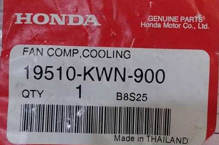 Kode part kipas Honda PCX Made In Thailand