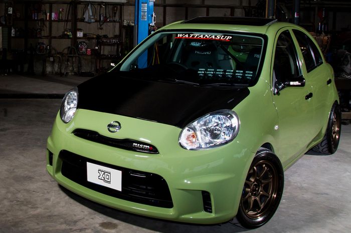 Modifikasi Nissan March asal Thailand dengan aura racing yang kental