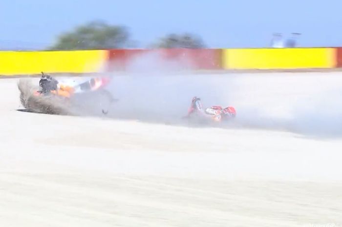 Marc Marquez terjatuh, sementara Jack Miller pimpin dominasi Ducati pada hasil FP3 MotoGP Aragon 2022