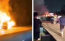 KM 31 Tol Jagorawi Mencekam, BMW Putih Bikin Mobil China Jetour T2 Mental dan Meledak Terbakar