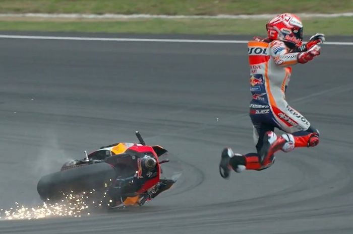Ilustrasi jatuh high side sampai terlempar dari motor, foto bukan dari MotoGP Spanyol 2020