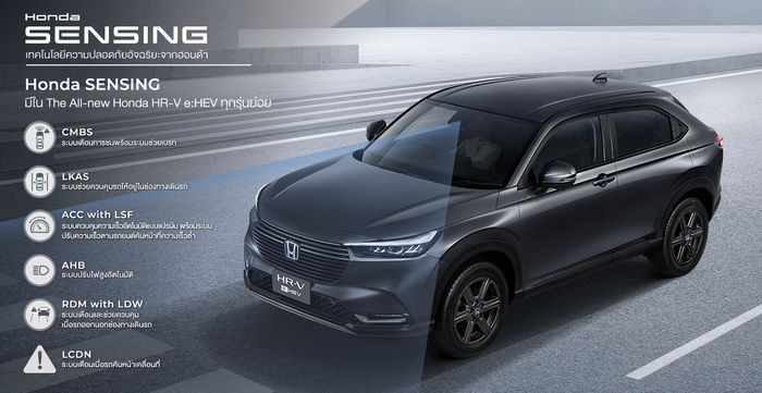 Ilustrasi Honda SENSING HR-V e:HEV Thailand. Varian yang tampil di foto adalah EL.