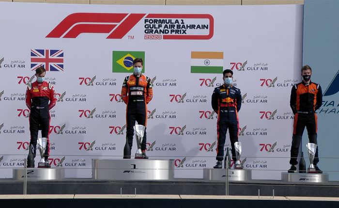 Podium race 1 F2 Bahrain 2020