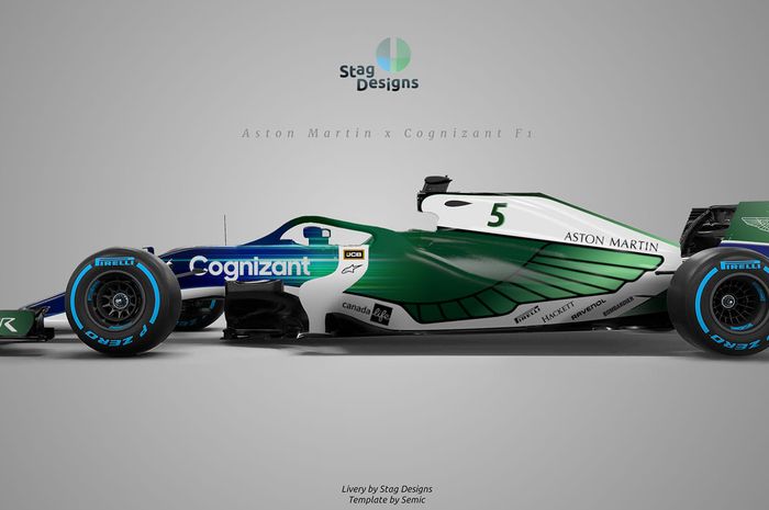 Hasil olah digital desain livery mobil F1 tim Aston Martin untuk musim balap F1 2021
