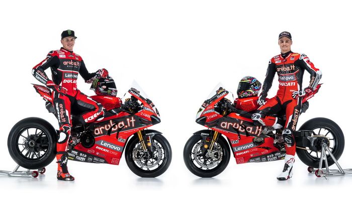 Scott Redding dan Chaz Davies, pembalap tim Aruba.it Racing &ndash; Ducati di WorldSBK 2020