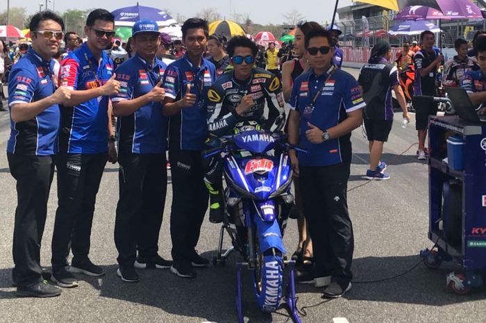 Wahyu Aji Trilaksana pembalap Yamaha Racing Indonesia berlaga di kelas Underbon 150 (UB150)