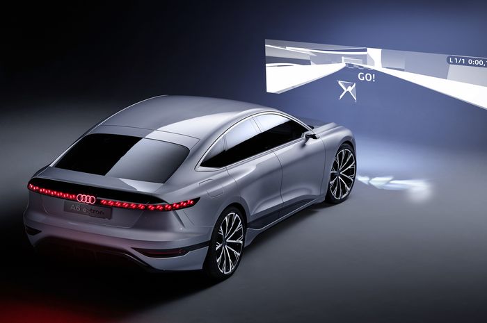 Sorot lampu depan Audi A6 e-tron concept.