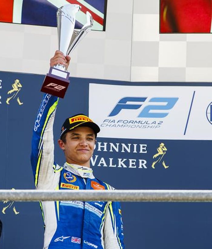 Lando Norris naik podium di balap F2 Belgia