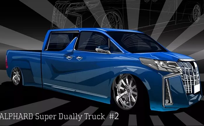 Alphard Super Dually Truck dpasokkit suspensi Air Force Super Performance plus pakai pelek  Work Equip E10 20 inci dibalut ban Toyo