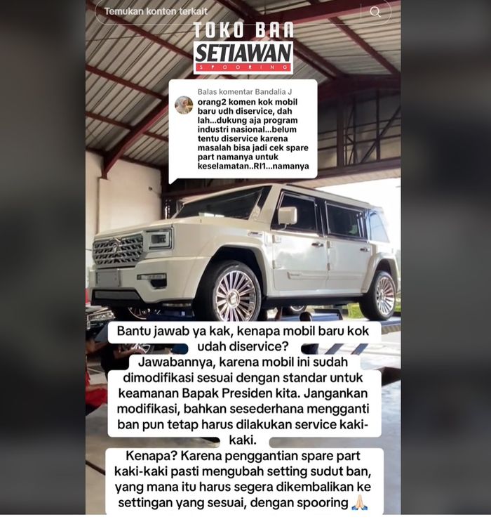 Penjelasan bengkel soal servis MV3 Garuda Limousine