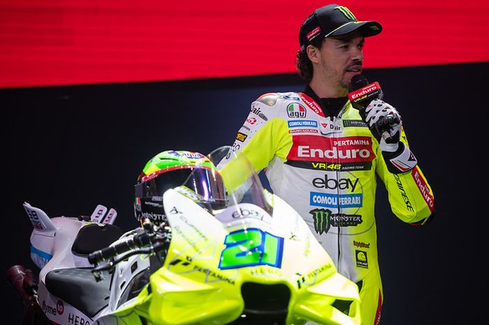 Franco Morbidelli saat peluncuran tim Pertamina Enduro VR46 Racing Team di Jakarta