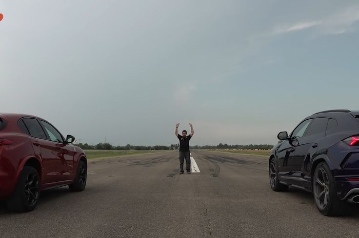 Drag race Alfa Romeo Stelvio Quadrifoglio vs Lamborghini Urus