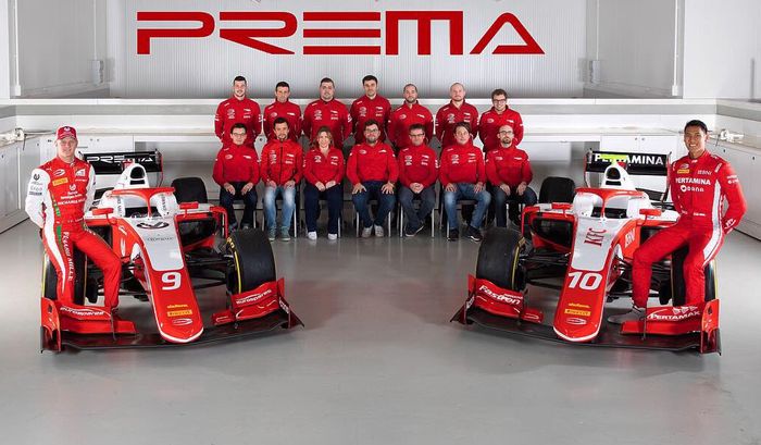 Ini tim Prema Racing untuk balap F2 2019, Mick Schumacher (kiri) dan Sean Gelael