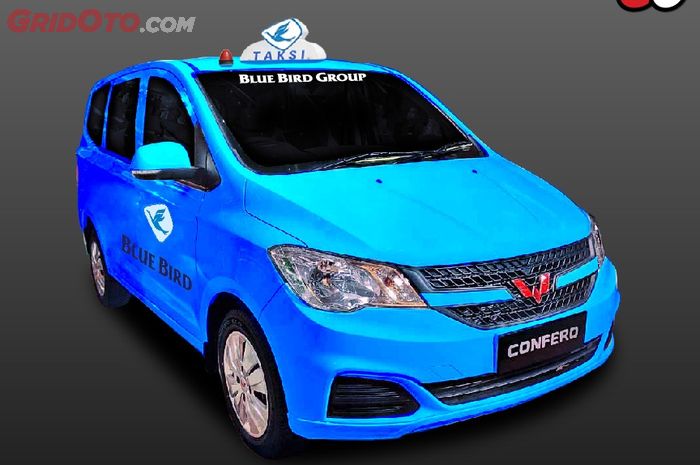 Ilustrasi Wuling Confero jadi taksi Blue Bird