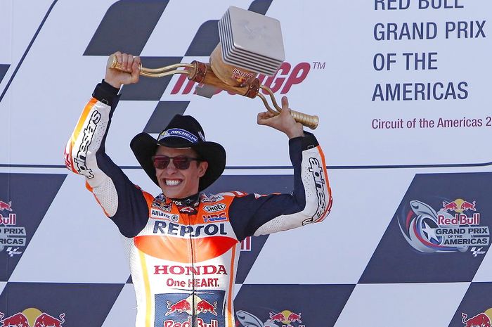 Marc Marquez saat mencetak rekor di MotoGP Amerika 2017, lima kali menang berturut-turut di sini