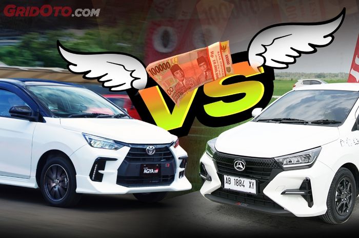 Ilustrasi Toyota Agya vs Daihatsu Ayla.