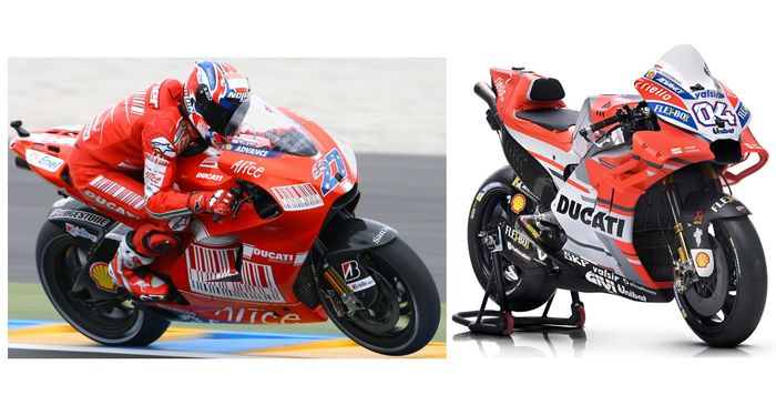 Ducati Desmocedici GP8 9 musim 2009 dengan Desmocedici GP18 di musim 2018