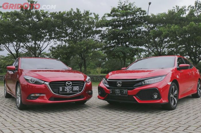 Honda Civic Hatchback E datang dari Thailand sedangkan Mazda3 datang secara utuh dari Jepang