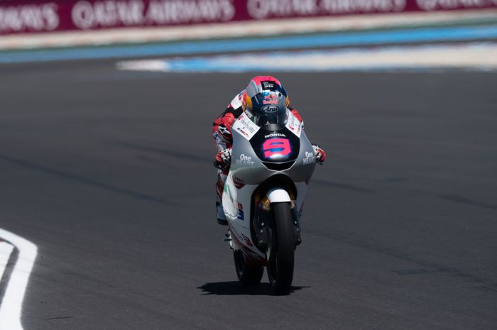 Pembalap Honda Team Asia, Veda Ega Pratama, saat tampil pada kualifikasi Moto3 Hungaria 2026 di Sirkuit Balaton Park, Sabtu, 6 Juni 2026.