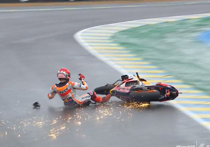  Marc Marquez menjadi korban teranyar tikungan ketiga sirkuit Le Mans