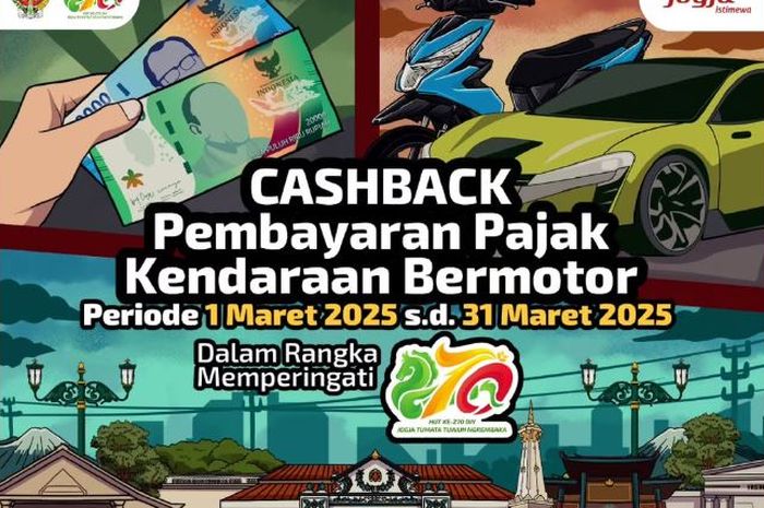 Promo cashback pembayaran pajak kendaraan di provinsi Yogyakarta selama periode 1-31 Maret 2025
