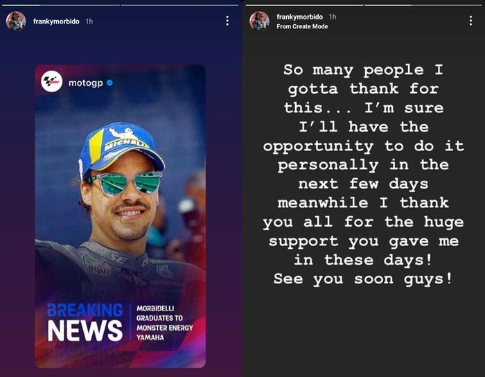 Lewat Instagram, Franco Morbidelli mengonfirmasi jadi tandem Fabio Quartararo