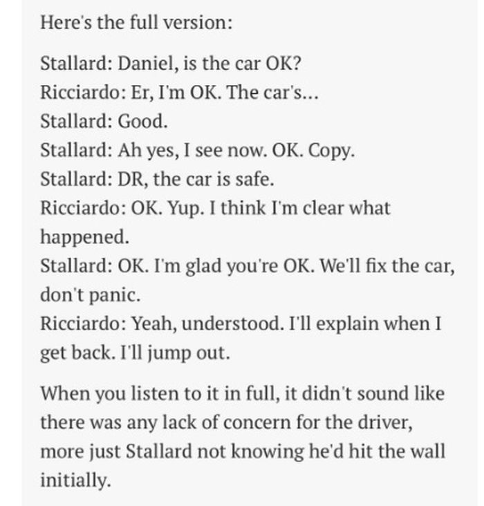 Skrip percakapan radio team McLaren 
