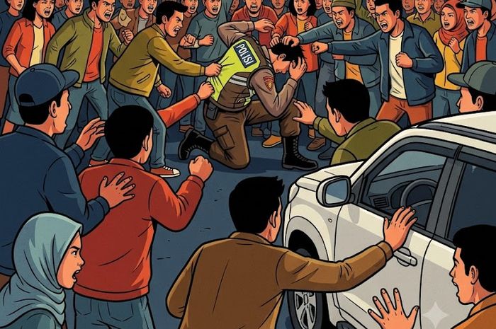 Ilustrasi oknum Polisi diamuk massa di Palangka Raya, Kalimantan Tengah