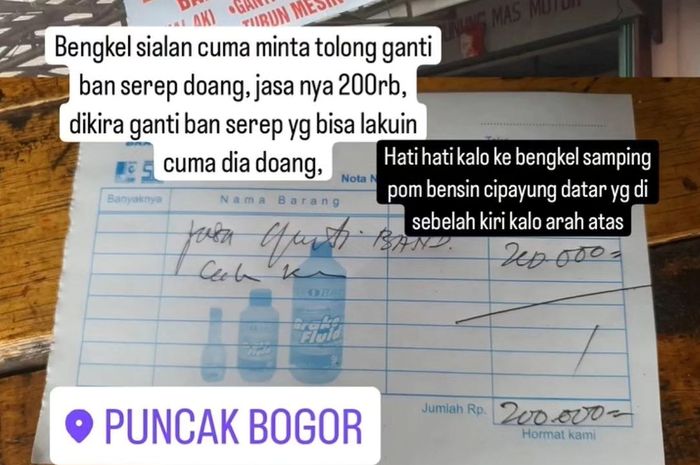 Ngeri Cuma Ganti Ban Serep Ditembak Rp 200 Ribu di Puncak Bogor, Polisi Bilang Gini