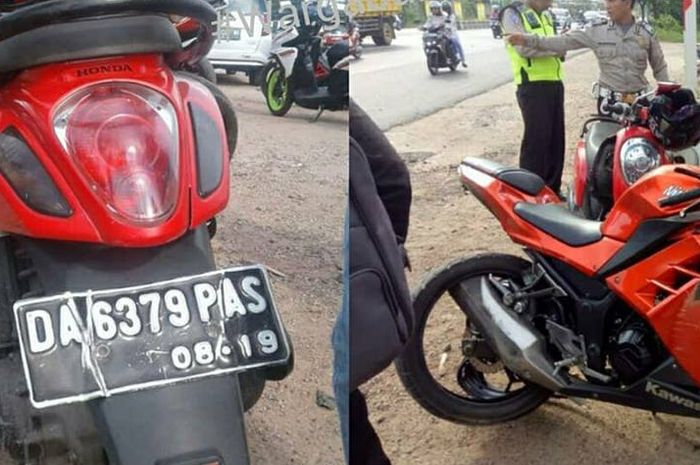 Kecelakaan melibatkan Honda Scoopy dan Kawasaki Ninja