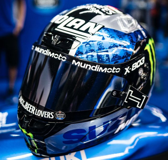 Helm baru Alex Rins di MotoGP Valencia 2022.