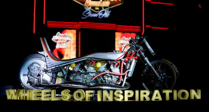 Sebuah motor custom yang dibuat melalui program  Wheels of Inspiration, yang merupakan bagian dari Suryanation Motorland 2019. 