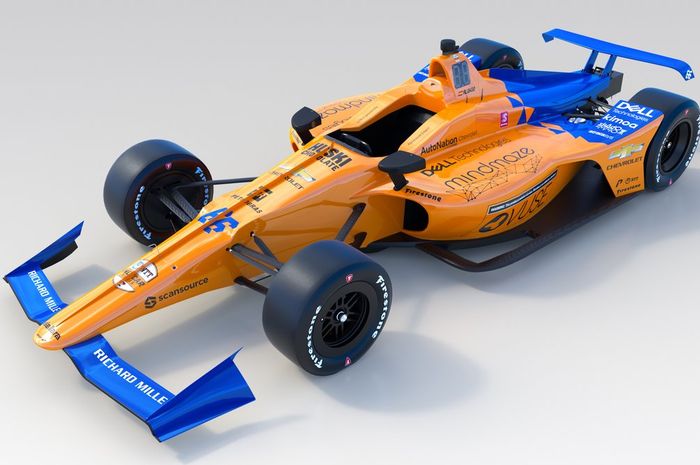 Mobil McLaren untuk dipakai juara dunia F1 Fernando Alonso di balap Indy 500 tahun 2019 ini