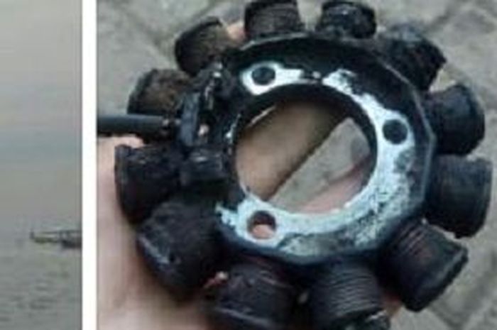 Habis main di pantai, spul Yamaha NMAX jebol