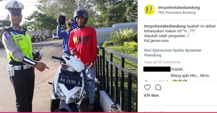 Postingan yang diunggah oleh TMC Polrestabes Bandung