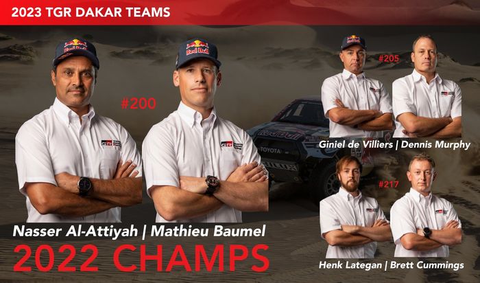 Pereli dan co-drfiver tim Toyota Gazoo Racing yang akan berlaga di Reli Dakar 2023