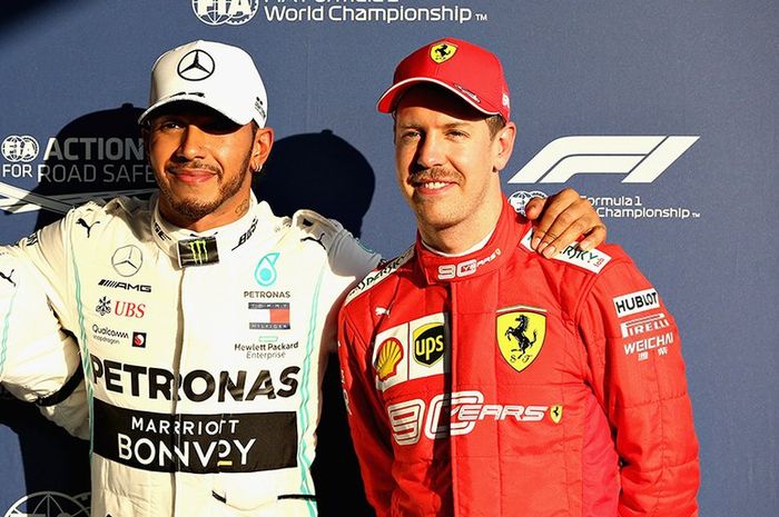 Lewis Hamilton dan Sebastian Vettel di GP F1 Australia 2019, keduanya masih memiliki gaji tertinggi