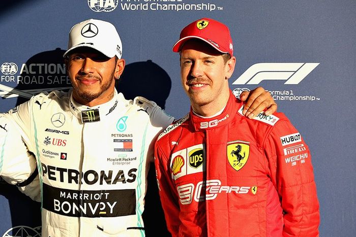 Lewis Hamilton dan Sebastian Vettel di GP F1 Australia 2019, keduanya masih memiliki gaji tertinggi