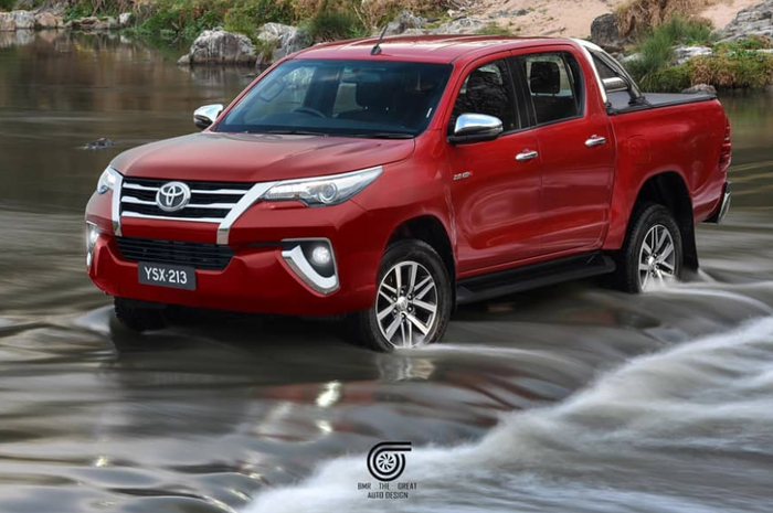 Modifikasi digital Toyota Fortuner diubah jadi pikap