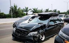 Mercedes-Benz E250 Estate Wajah Ringsek, Pelek Bodi Kiri Hancur Karena Tabrakan