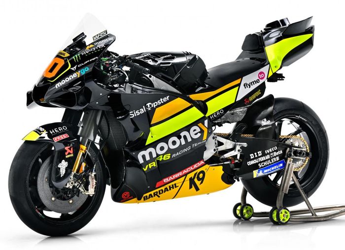 Tim balap milik Valentino Rossi, Mooney VR46 Racing Team telah resmi memamerkan livery motor untuk mengarungi kejuaraan MotoGP 2023