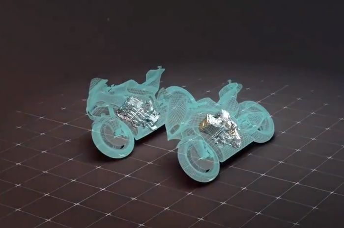 Mesin Inline4 (kiri) dan V4 (kanan)