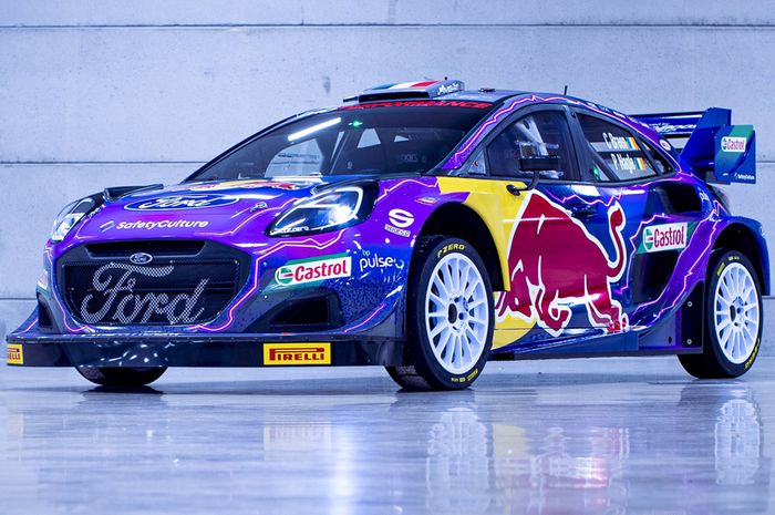 Mobil reli hybrid Ford Puma Rally1, pengganti Ford Fiesta WRC yang sebelumnya menjadi andalan tim M-Sport Ford