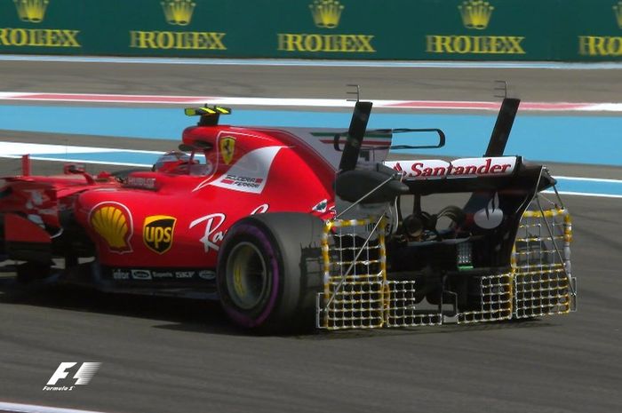Mobil tim Scuderia Ferrari menggunakan komponen seperti jaring di FP1 Abu Dhabi