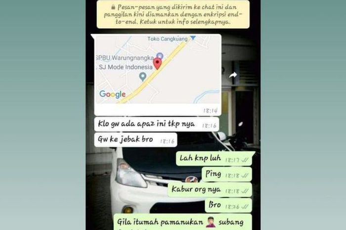 Chat WA sopir taksi online sebelum hilang dan ditemukan sudah tewas