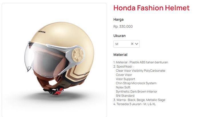 Pilihan warna dan spesifikasi helm