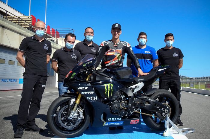 Persiapan sebelum MotoGP 2020, Fabio Quartararo latihan pakai Yamaha R1 di sirkuit Paul Richard, Prancis