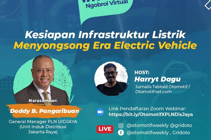 Simak obrolan seru bersama Doddy B. Pangaribuan, General Manager PLN UIDJAYA dalam NGOVI (Ngobrol Virtual) bertema; Kesiapan Infrastruktur Listrik Menyongsong Era Electric Vehicle
