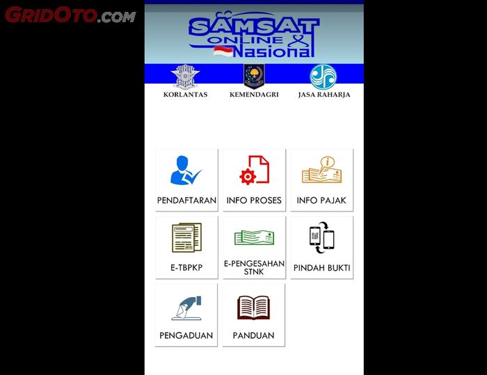 Screenshot aplikasi SAMSAT Online di Google Play Store